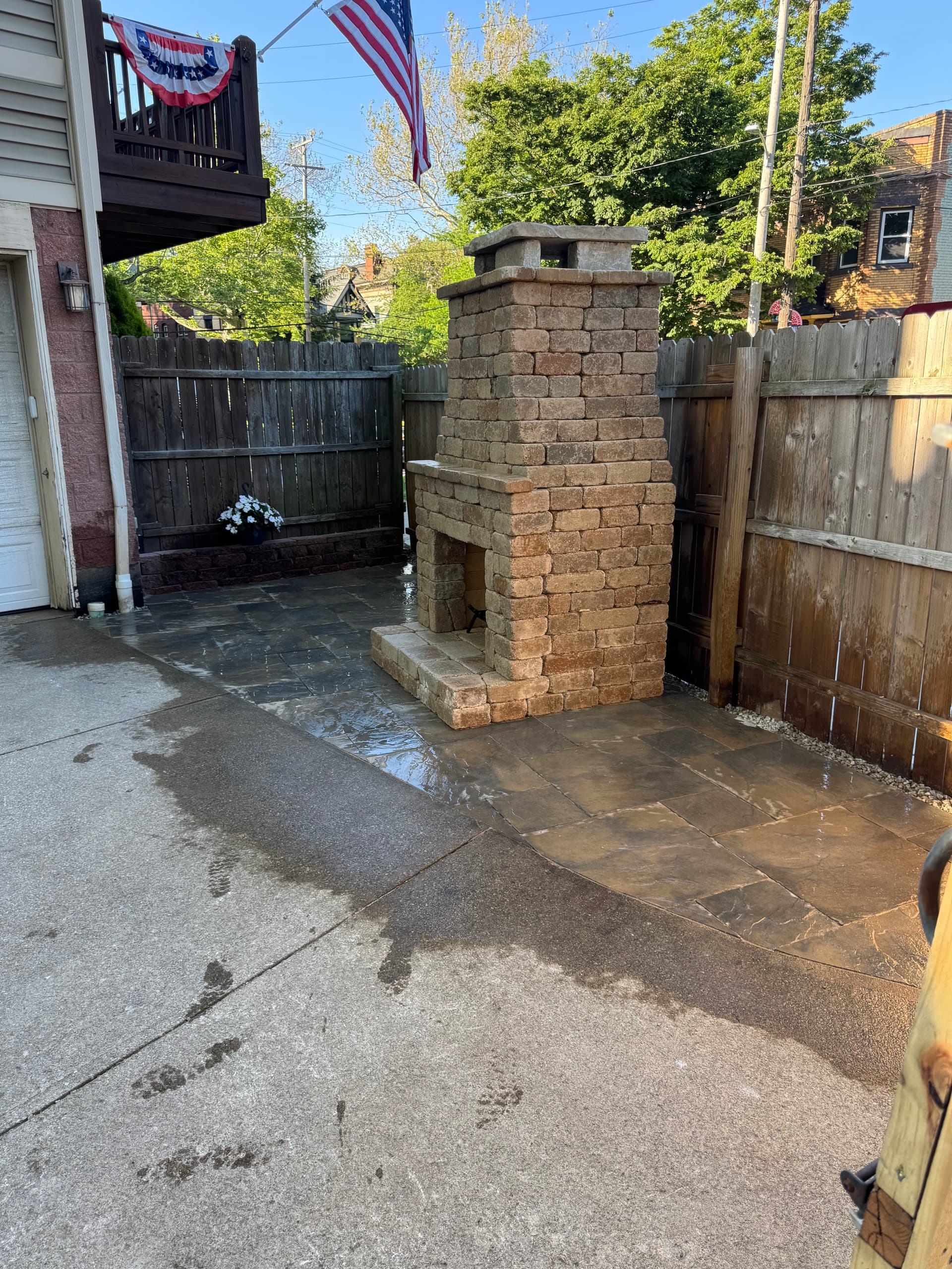 Custom Stone Fireplace and Patio Built from a Bare Backyard