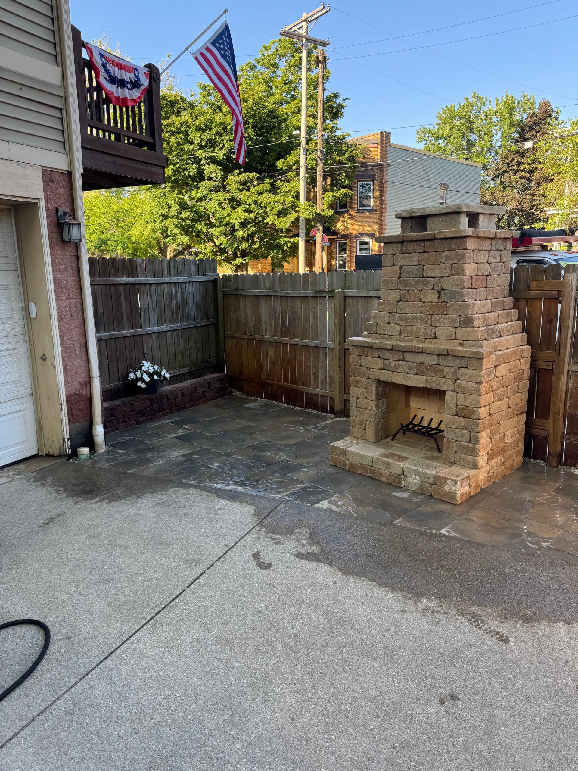 Custom Stone Fireplace and Patio Built from a Bare Backyard