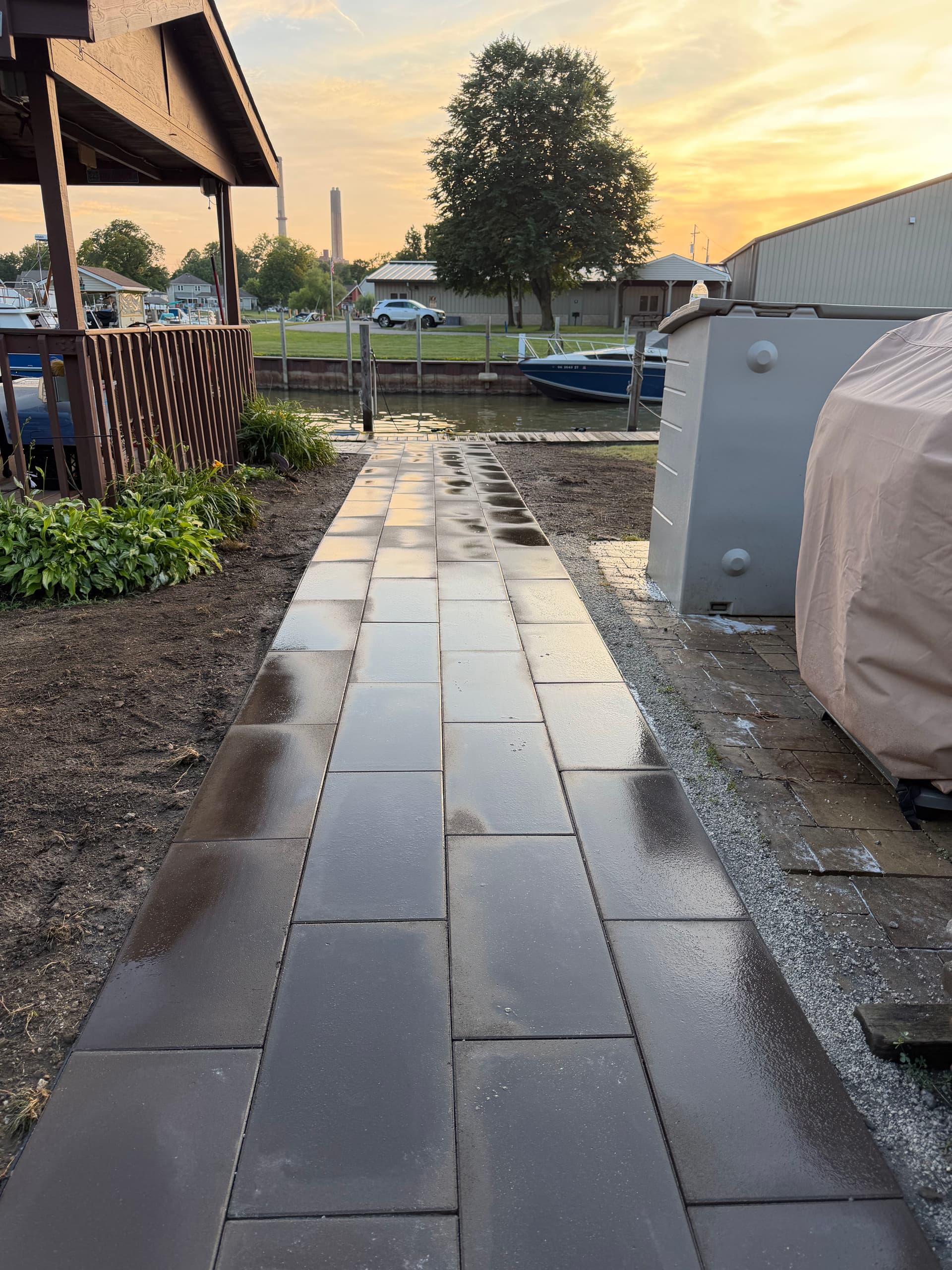 Paver Walkway Installation Leading Right to the Dock image