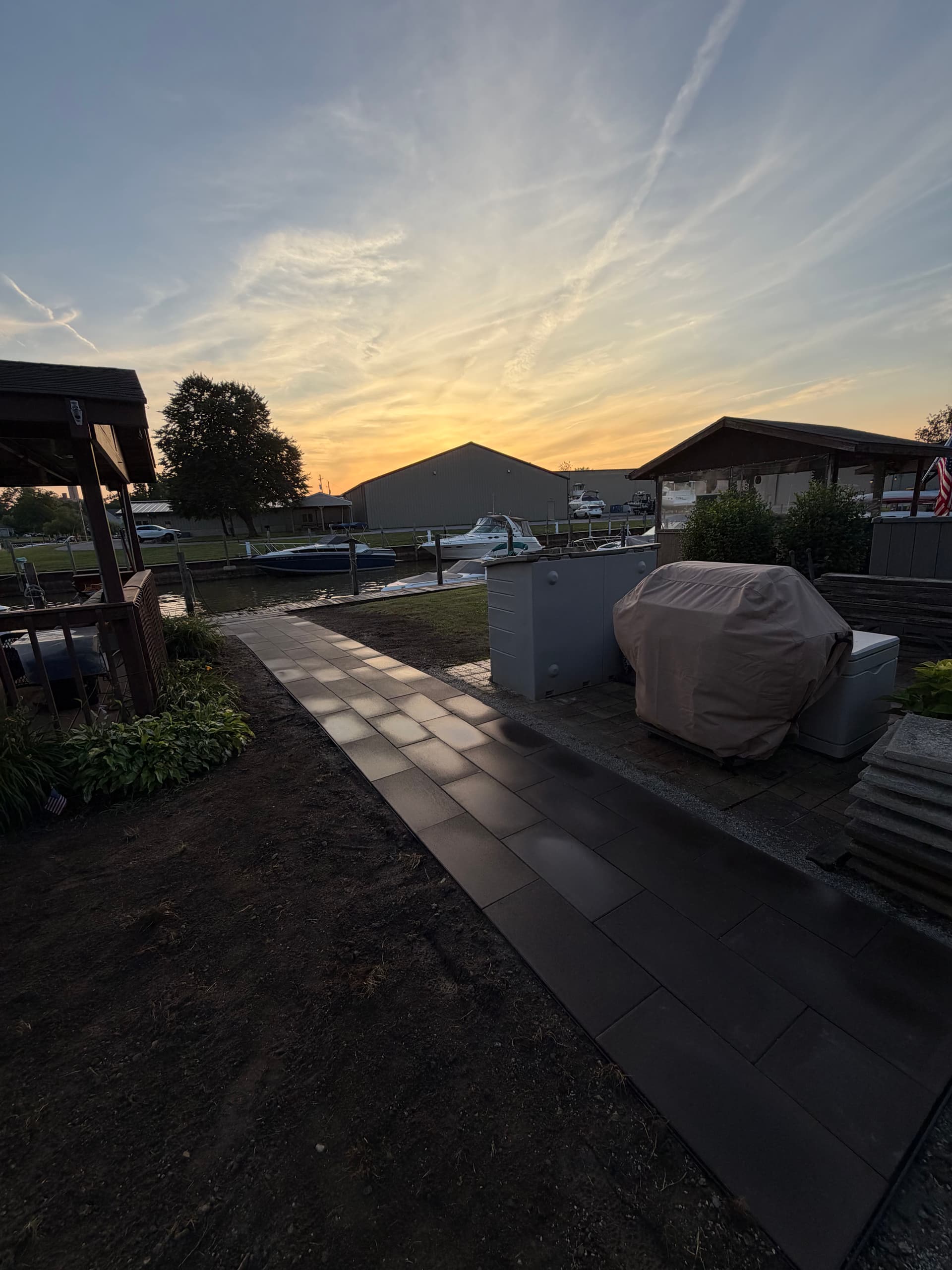 Gallery photos for Paver Walkway Installation Leading Right to the Dock: Image #1